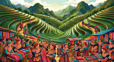 Farbenfroher Sonntagsmarkt der Blumen-Hmong in Bac Ha